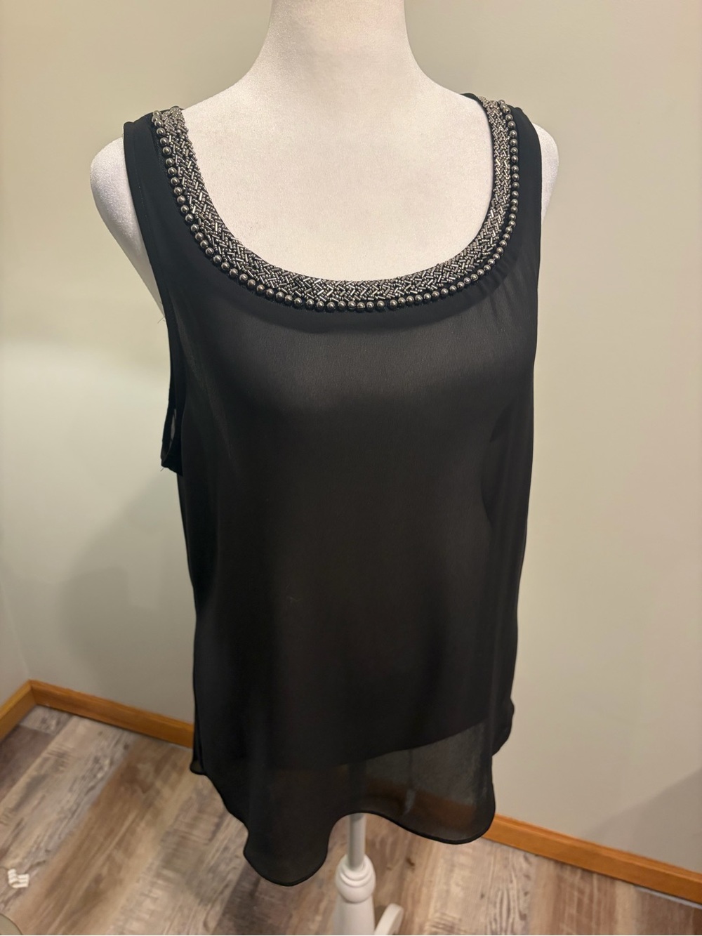 Socialite Black Beaded Scoop Neck Camisole